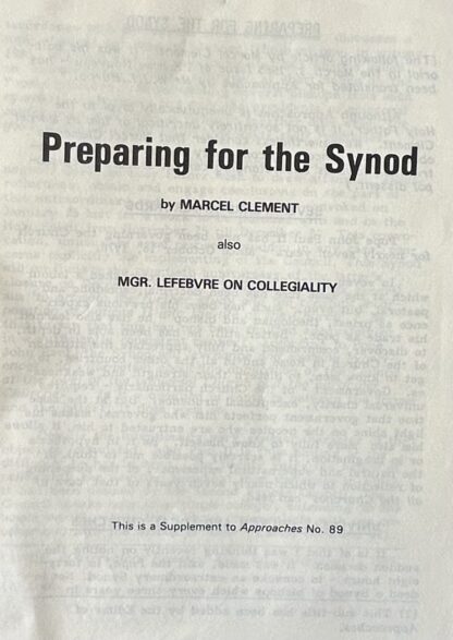 PREPARING FOR THE SYNOD