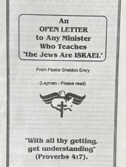 AN OPEN LETTER TO ANY MINISTER WHO TEACHES THE JEWS "(Israelis) ARE ISRAEL"