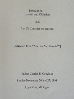 PERSECUTION-JEWISH AND CHRISTIAN & LET US CONSIDER THE RECORD