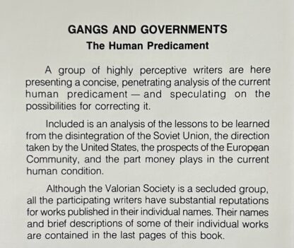 GANGS AND GOVERNMENT The Human Predicament - Image 2