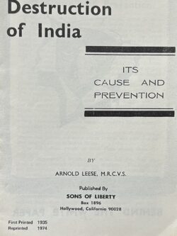 The Destruction of India - Its Cause and Prevention